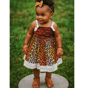 Quirky Threadz SZ 2T Audrey Jungle Leopard Print Dress NWT